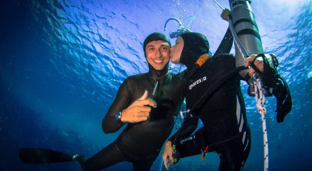 Neža and Samo freediving